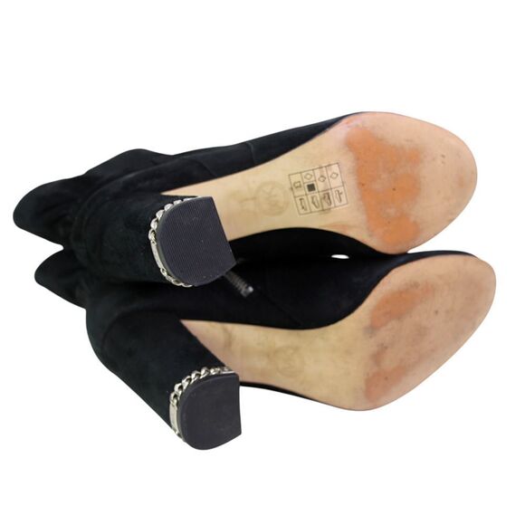 Michael Michael Kors BLACK REAL LEATHER SUEDE HIGH HEEL ROUND TOE ANKLE BOOTS 7M - Picture 10 of 16